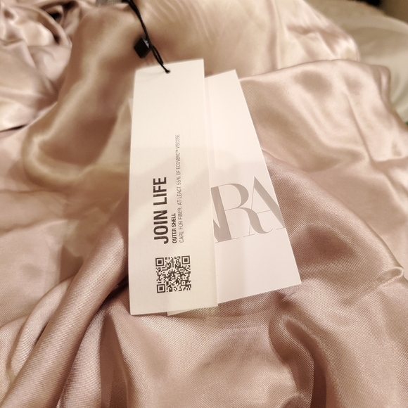 Zara Satin Effect  Slip Dress Beige Cream - Picture 12 of 12